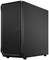 Ein schwarzes Computergehäuse mit schlichtem, rechteckigem Design und abgerundeten Ecken. Keine sichtbaren Marken oder Logos.