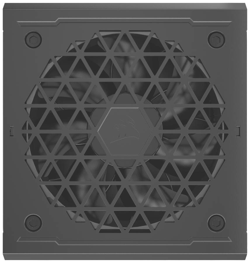 Gehäuselüfter in einem schwarzen Rahmen mit sechseckigem Gitter über dem Lüfterblatt, dient der Kühlung in elektronischen Geräten.