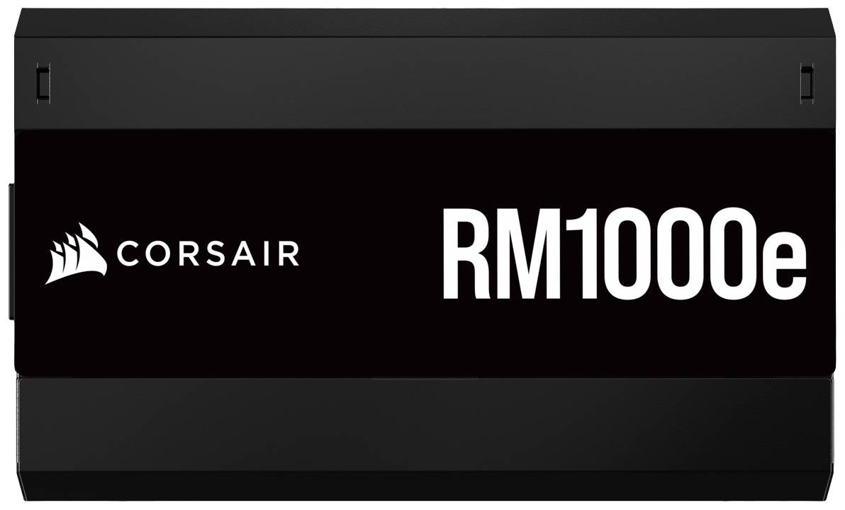 'Corsair RM1000e' Netzteil in schwarzem Gehäuse.