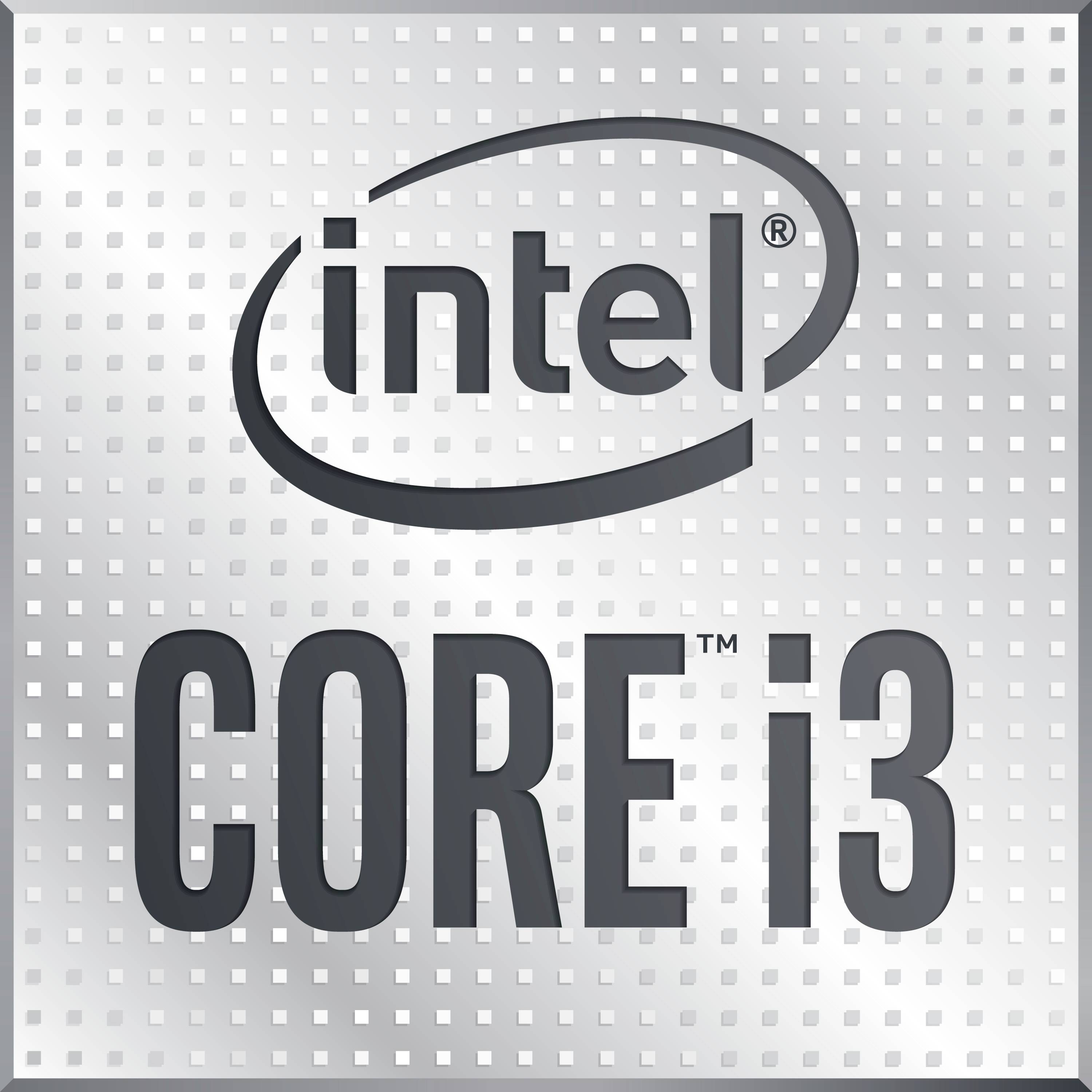 Silbernes Intel-Logo mit der Aufschrift 'Core i3'.