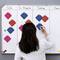 Eine Person steht vor einem Kanban-Board. Es gibt Spalten für 'To Do', 'In Progress' und 'Testing', auf denen bunte Notizen kleben.