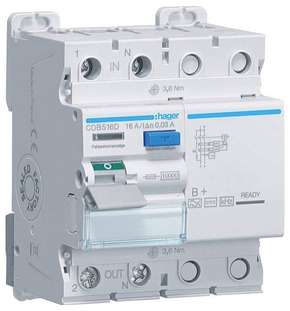 Hager CDB516D CDB516D FI-Schutzschalter 16 A 230 V