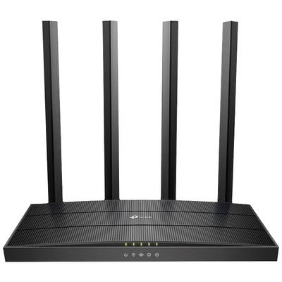 WLAN-Router mit vier Antennen und fünf Statusleuchten vorne.