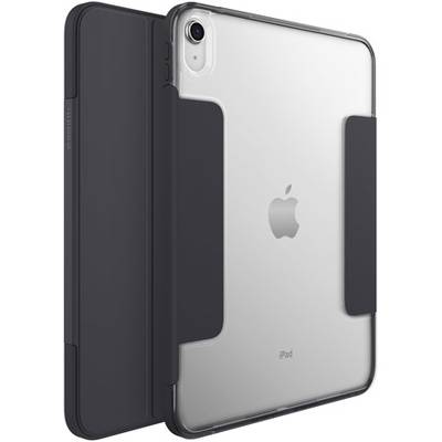Ein graues Tablet mit schwarzem Schutzcover, das teilweise die Rückseite und Seiten bedeckt. Die Kamera ist oben links sichtbar.