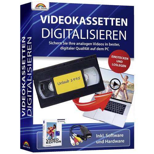 Markt & Technik Videokassetten digitalisieren 2023 inkl. Hardware Vollversion, 1 Lizenz Windows Digitalisierungs-Softwar...