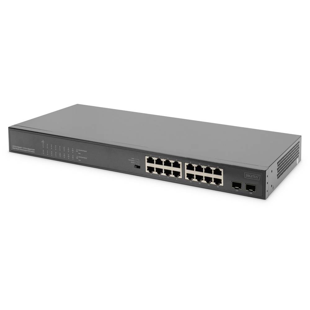 Digitus DN-95347-1 Netwerk switch 16 + 2 poorten 1 GBit/s PoE-functie