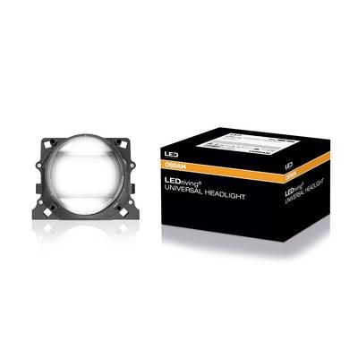 'LED-Scheinwerfer von OSRAM mit Verpackung, darauf steht: LEDriving UNIVERSAL HEADLIGHT. Geeignet zur Fahrzeugbeleuchtung.'