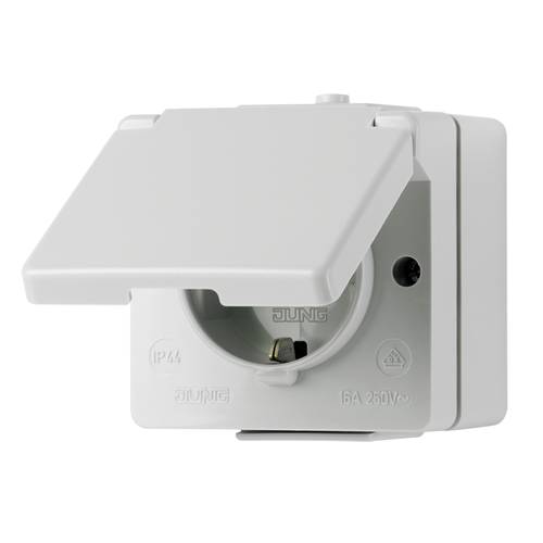 Jung Komplett Schutzkontakt-Steckdose mit Klappdeckel WG 600 Hellgrau 620WX 1 St.