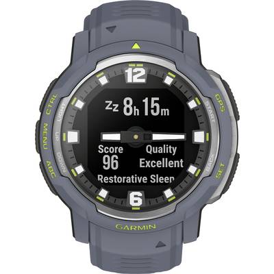 Schlafmonitor zeigt 8h 15m Schlaf, Score 96, Qualität 'Exzellent', sowie 'Erholsamer Schlaf'. Dunkelgraue Uhr mit gelben Details.