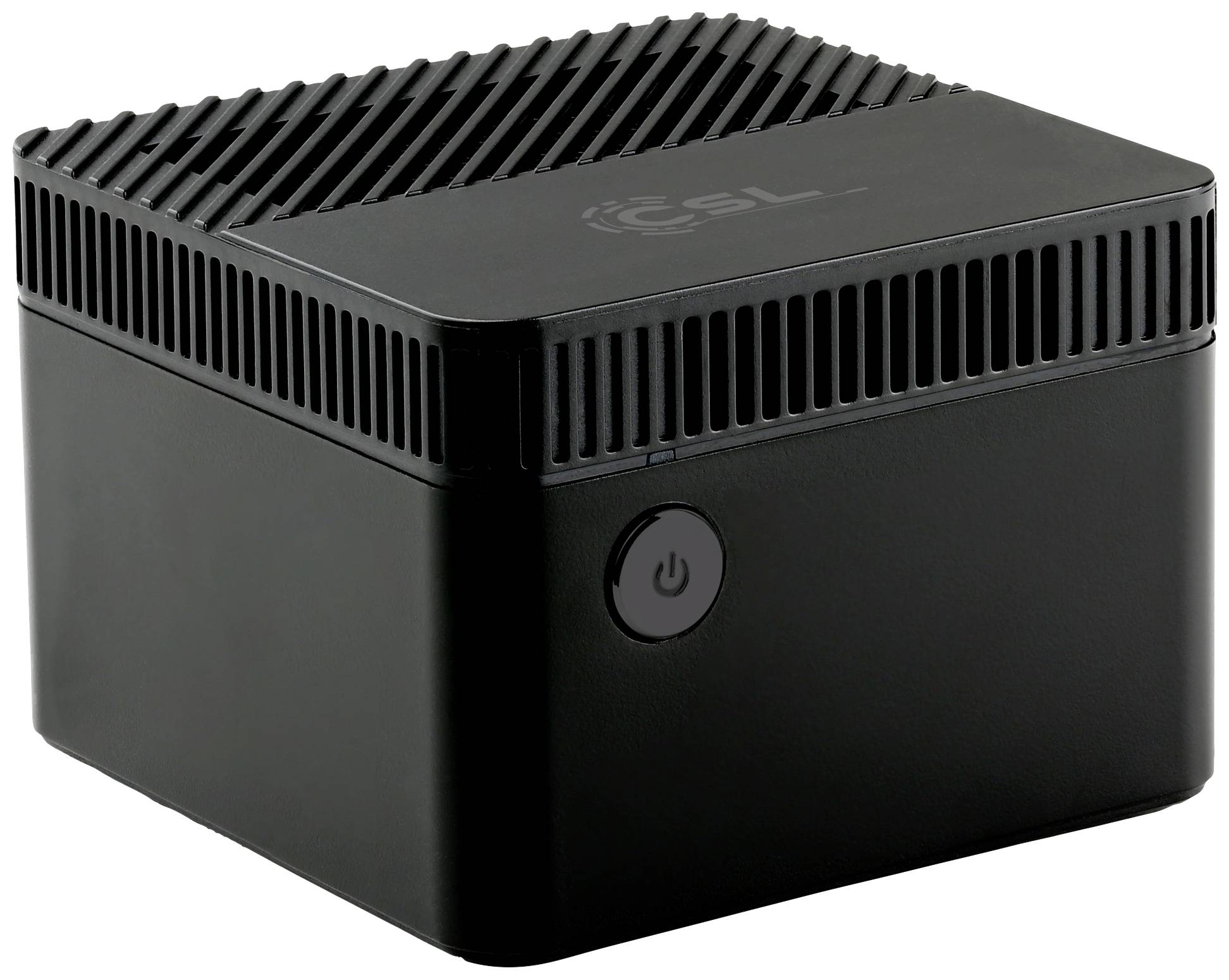 Črn mini računalnik v kvadratnem ohišju. Preusmeritev na kategorijo Mini računalniki