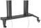 Fuß eines mobilen TV-Stands mit Rädern, zeigt die Kabelverwaltung an den Säulen.
