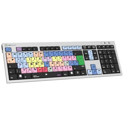 Logickeyboard Avid Media Composer Slim Kabelgebunden Tastatur Deutsch, QWERTZ Grau Multimediatasten, USB-Hub, Geräuschar