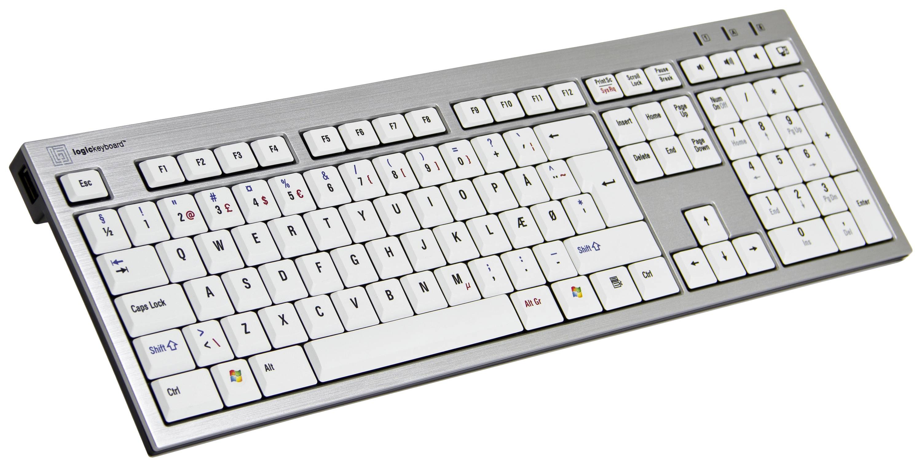 LOGIC-KEYBOARD Logickeyboard SKB-AJPU-DE - verkabelt - USB - Aluminium - Weiß - Windows 2000 - Windo