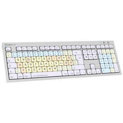 Logickeyboard Dyslexie Lagasthenie ALBA Kabelgebunden Tastatur Deutsch, QWERTZ Weiß  