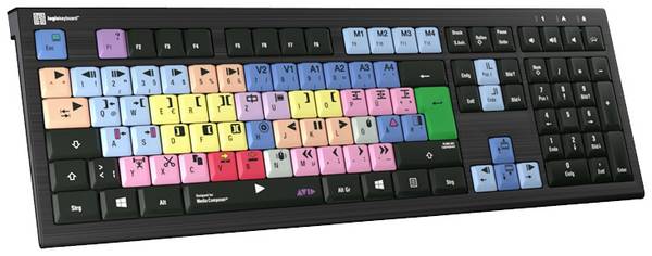 Logickeyboard Avid Media Composer Astra Kabelgebunden Tastatur Deutsch, QWERTZ Schwarz Multimediatasten, USB-Hub, Geräuscharme Tasten