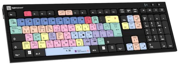 Logickeyboard Adobe Premiere Pro CC Kabelgebunden Tastatur Deutsch, QWERTZ Schwarz Multimediatasten, USB-Hub, Geräuscharme Tasten