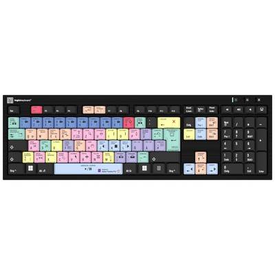 Computertastatur mit farbkodierten Tasten für verschiedene Softwarefunktionen. Jede Farbe repräsentiert spezifische Bearbeitungsaktionen.