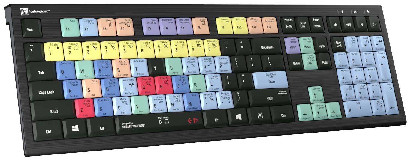 Logickeyboard Cubase/Nuendo Astra 2 Kabelgebunden Tastatur Deutsch, QWERTZ Schwarz Multimediatasten, USB-Hub, Geräuschar