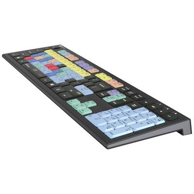 Eine Tastatur mit bunten, beschrifteten Tasten. Jedes Segment in eigener Farbe für unterschiedliche Funktionen, speziell für Software-Shortcuts.