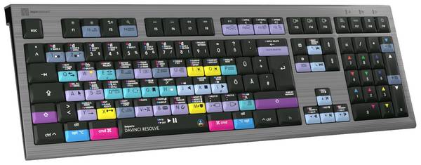 Logickeyboard Davinci Resolve Astra Kabelgebunden Tastatur Deutsch, QWERTZ Grau Multimediatasten, USB-Hub, Geräuscharme Tasten