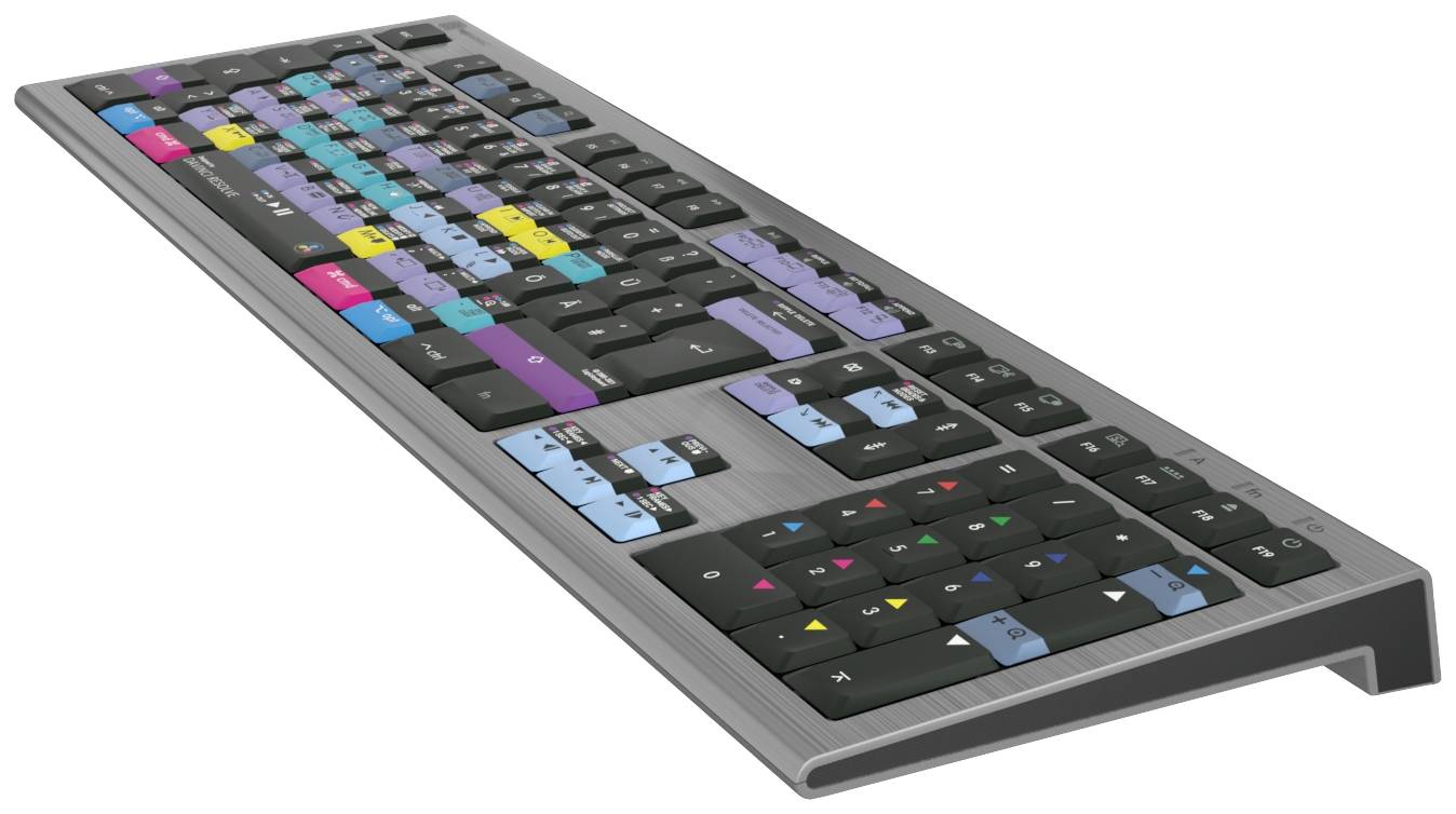 Computertastatur mit farbig markierten Tasten, die spezielle Funktionen oder Programme schnell zugänglich machen.