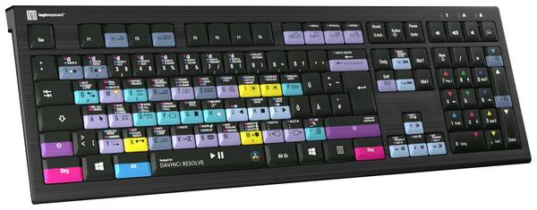 Logickeyboard Davinci Resolve Astra Kabelgebunden Tastatur Deutsch, QWERTZ Schwarz Multimediatasten, USB-Hub, Geräuscharme Tasten