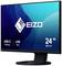 Ein schwarzer EIZO-Monitor mit 24 Zoll (60,5 cm) Bildschirmdiagonale, HDMI- und USB-C-Docking, LAN-Port, auf schwarzem Standfuß.