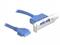 'Blaues USB 3.0 Kabel mit Anschlusshalterung und zwei USB 3.0 Anschlüssen; zeigt Verbindungsmöglichkeiten für Computer.'