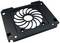 Schwarze Lüfterabdeckung aus Metall mit spiralförmigem Lochmuster, geeignet für PC-Kühlsysteme.
