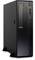 Schwarzer PC-Tower im Hochformat mit mehreren USB-Anschlüssen an der Vorderseite, steht auf einem Ständer.