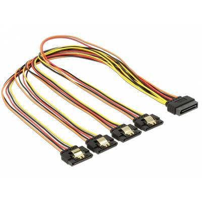 'Ein Kabel mit fünf SATA-Power-Anschlüssen, geeignet für die Stromversorgung mehrerer Festplatten oder SSDs von einem einzigen Anschluss aus.'