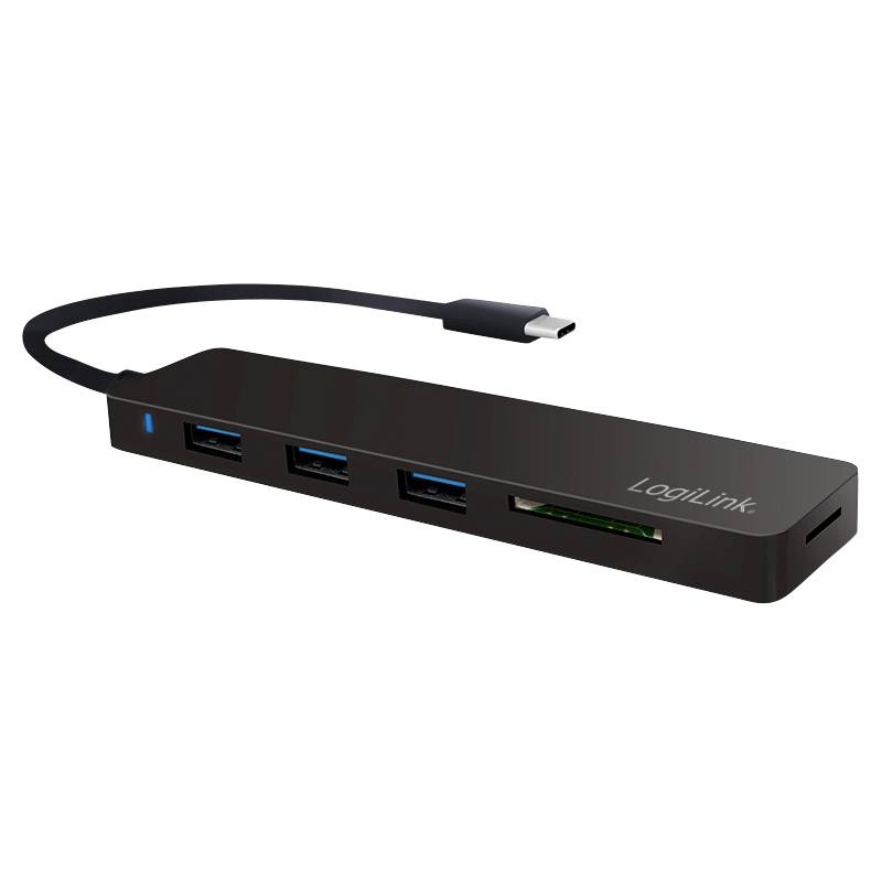 LOGILINK USB 3.1 HUB 3-port Type-C w/Kartenleser schwarz