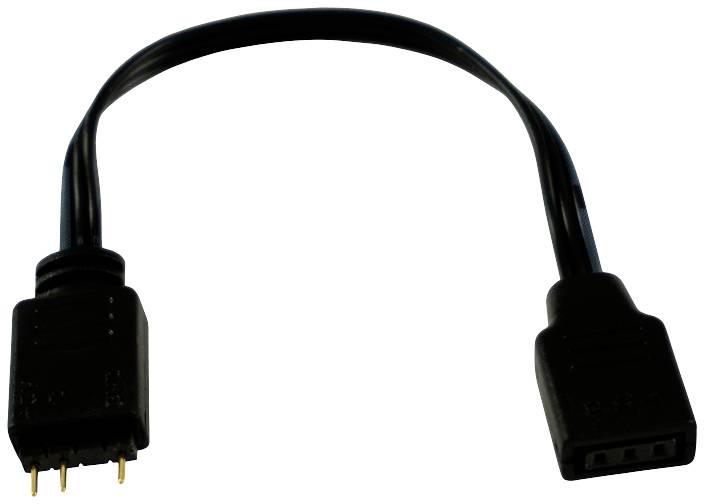 Schwarzes Kabel mit zwei unterschiedlichen Steckverbindern an den Enden; dient zur Verbindung elektronischer Komponenten.