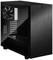 Schwarzes PC-Gehäuse mit Sichtfenster und Lüfter auf der Rückseite; schlichtes Design mit Platz für Komponenten.