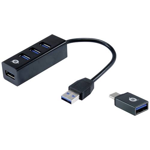 Conceptronic HUBBIES04B 4 Port USB 3.2 Gen 1-Hub (USB 3.0) Schwarz
