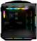 Ein Gaming-PC mit transparentem Gehäuse zeigt bunte LED-Lichter und eine Temperaturanzeige von 27 Grad auf dem Kühler.