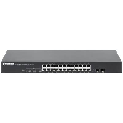 Intellinet 24-Port Gigabit Ethernet Switch mit 2 SFP-Ports IEEE 802.3az 19" Rackmount 19 Zoll Netzwerk-Switch   10 / 100