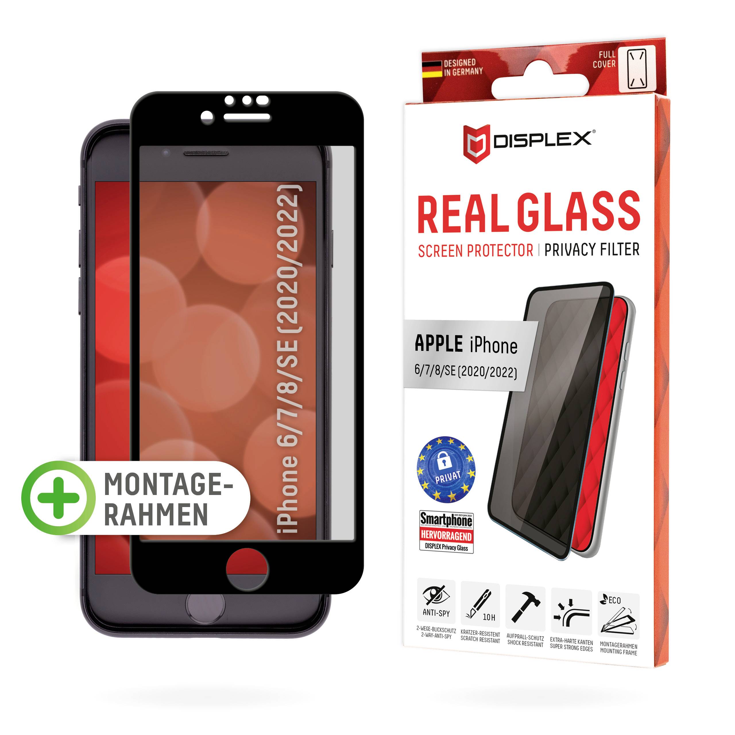 E.V.I. GMBH DISPLEX Privacy Glass 3D Apple iPhone 6/7/8/SE (2020), Black