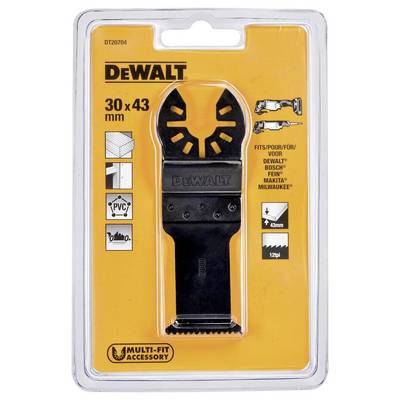 Sägebatt von DeWalt für Multifunktionswerkzeuge, 30 x 43 mm, passend für verschiedene Marken. Verpackt in einem Blister.