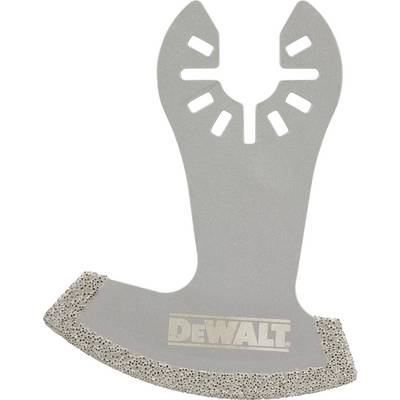 Oszillierendes Sägeblatt von DeWALT mit diamantbeschichtetem Rand, geeignet für präzises Schneiden von harten Materialien wie Fliesen.