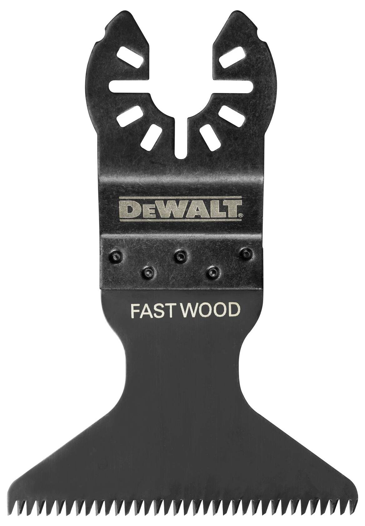 Sägeblattaufsatz mit Aufschrift 'DEWALT' und 'FAST WOOD', geeignet für Holzarbeiten.