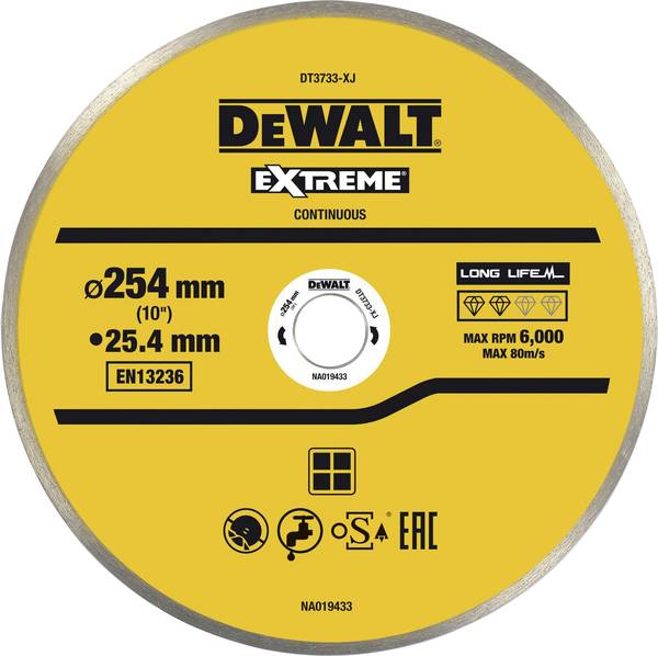 DEWALT DT3733-XJ DT3733-XJ Diamanttrennscheibe Durchmesser 250 mm Bohrungs-Ø 25.40 mm Wandfliesen 1 St.