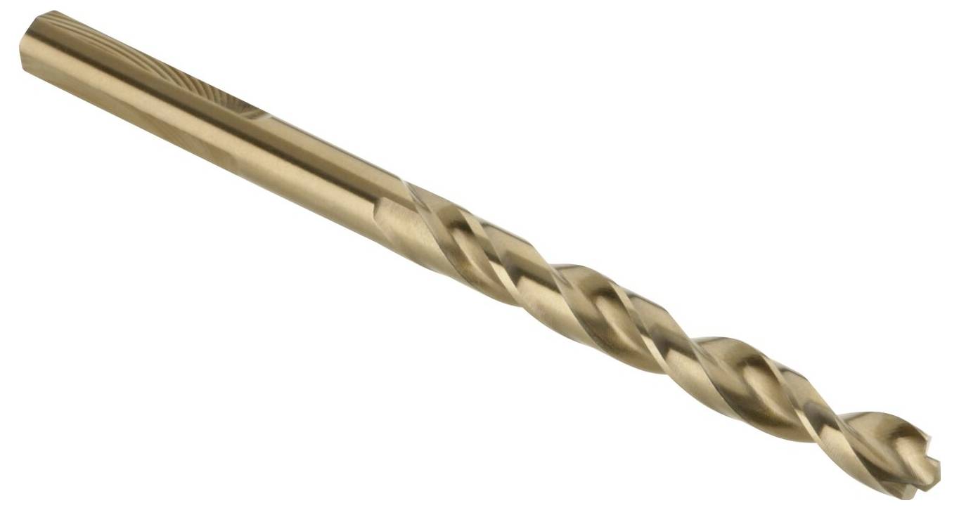 Ein Metallbohrer mit spiralförmigen Rillen aus glänzendem Material, meist für präzises Bohren in verschiedenen Materialien verwendet.
