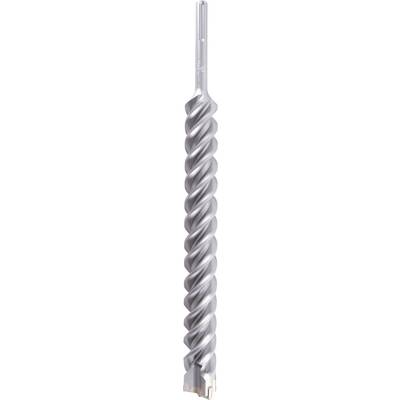 Ein metallischer, spiralförmiger Bohrer mit silberner Oberfläche.