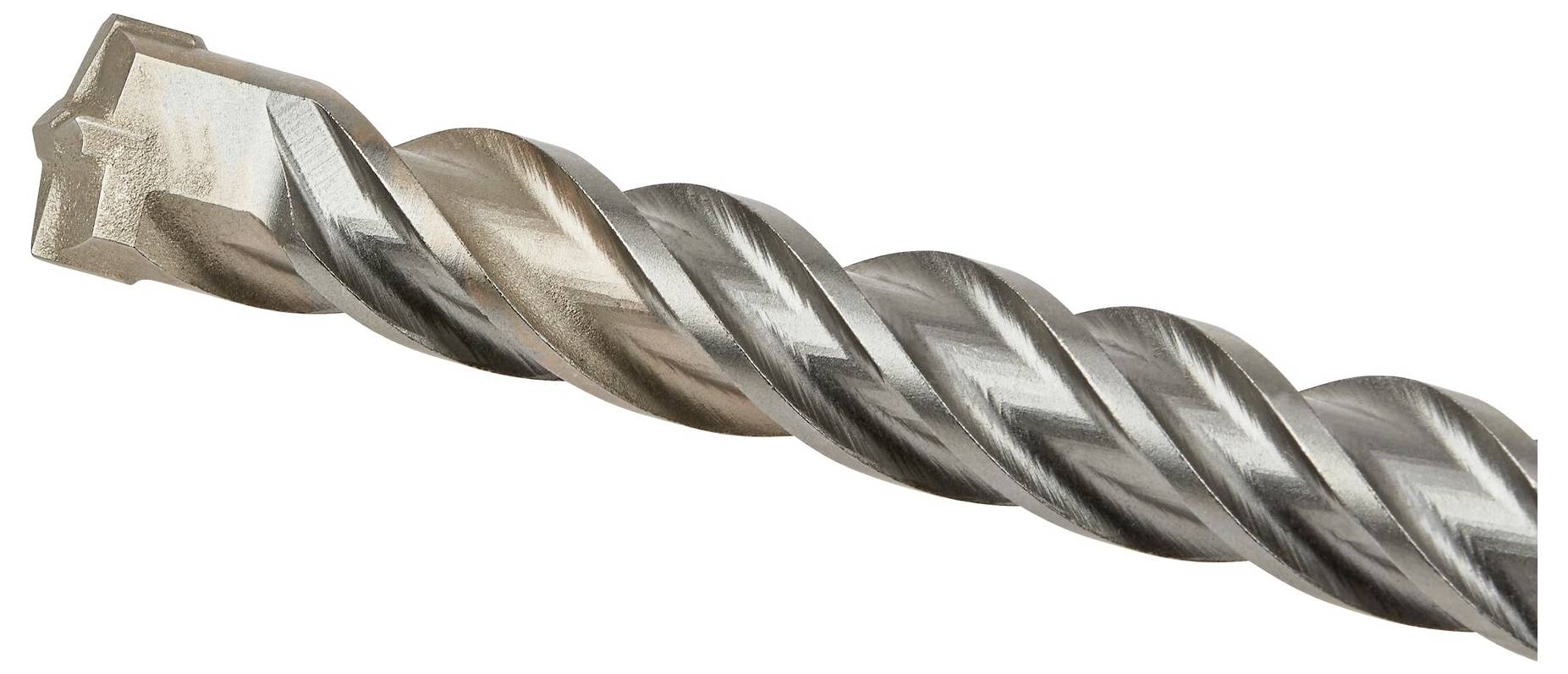 Bohrkopf eines Metallbohrers mit spiralförmigem Schaft zur effektiven Bohrung in harte Materialien.