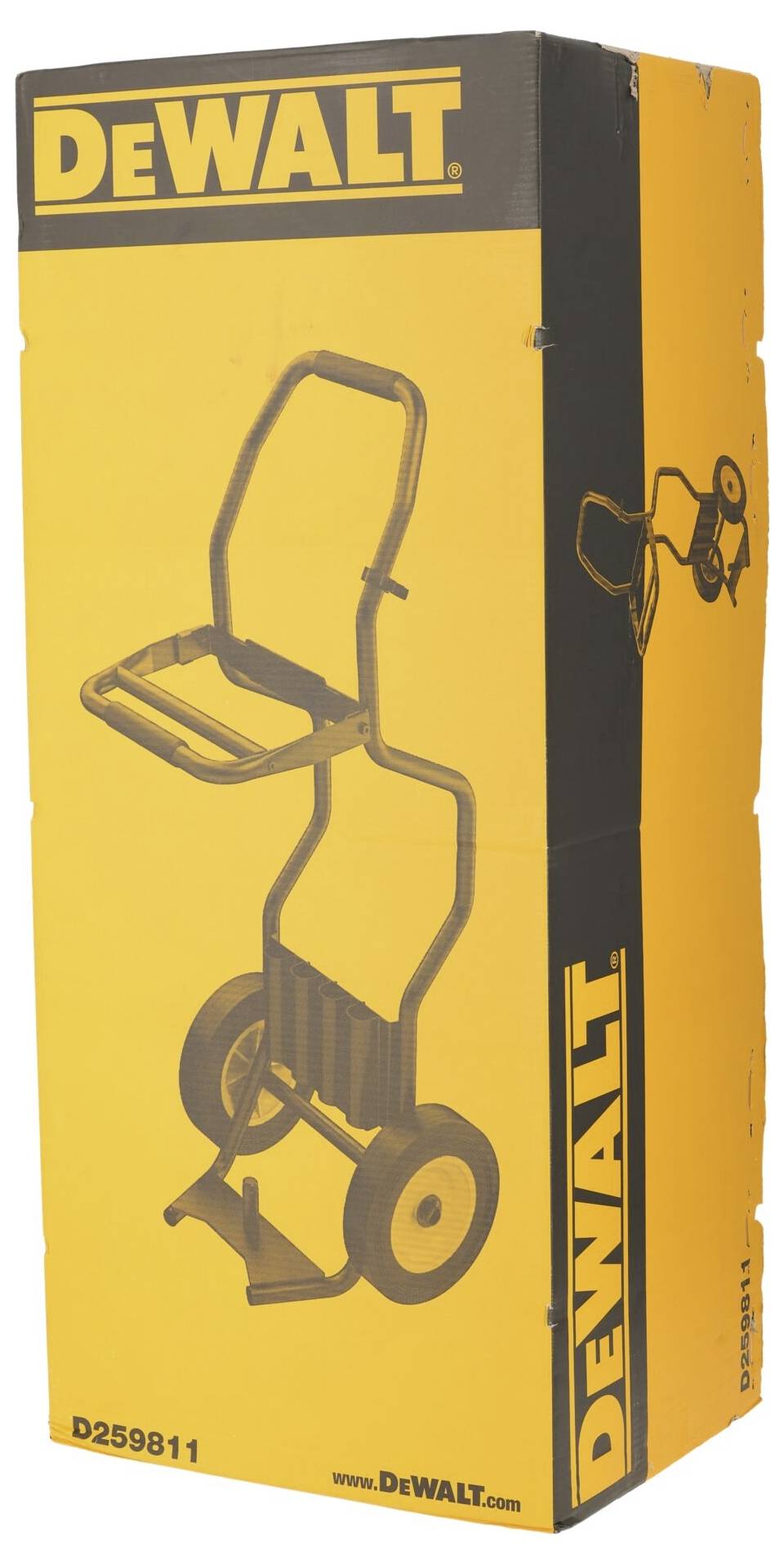 'DeWalt' Handwagen-Verpackung mit Produktabbildung eines zweirädrigen Transportwagens und Modellnummer D259811.