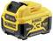 Ein gelber Dewalt Lithium-Ionen-Akku mit 12V und 5,0 Ah.