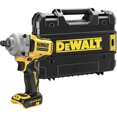 Akkuschlagschrauber der Marke DEWALT vor einem schwarzen Werkzeugkoffer. Hauptmerkmal: kabellos, kompakt, mit ergonomischem Griff.