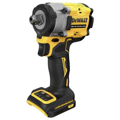 Ein gelber und schwarzer Akkuschlagschrauber der Marke DeWalt, mit bürstenlosem Motor, ergonomischem Griff und 18V-Antrieb.