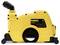 Gelbes DeWalt-Gerät, Modell DWE46229, zum Staubabsaugen bei Bauarbeiten. Es hat Anschlüsse und Rollen für Mobilität.